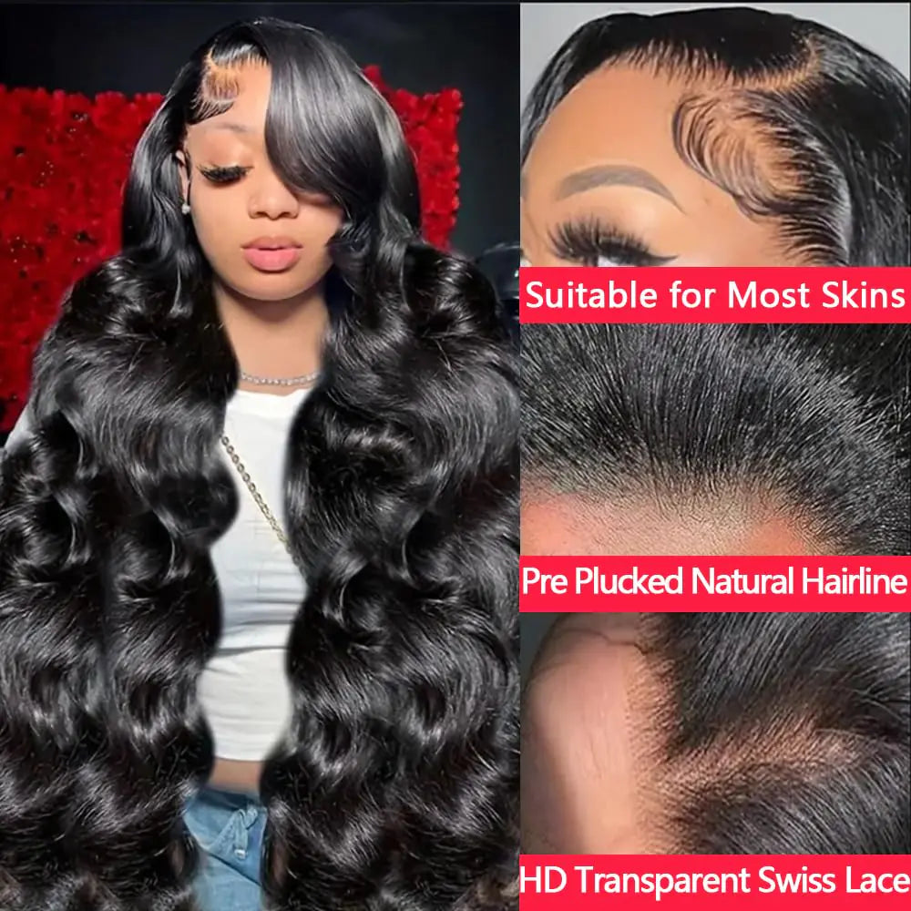 13x6 HD Lace Front Wigs Human Hair Pre Plucked 180% Density Body Wave Closure Wigs Human Hair for Women Human Hair Wig with Baby Hair Natural Color 24 Inch 13x6 Body Wave Human Hair Wig