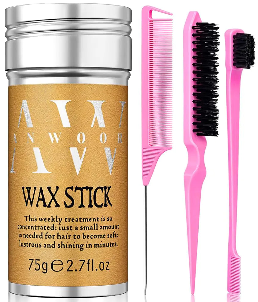 AnWoor Hair Wax Stick, 3PCS - Wax stick for Hair Wigs Edge Control, Hair Wax Stick for Flyaways, Taming Frizz, Hair Styling Slick Stick for Pomade & No-Greasy - 2.7 Oz 2.7 Ounce (Pack of 3)