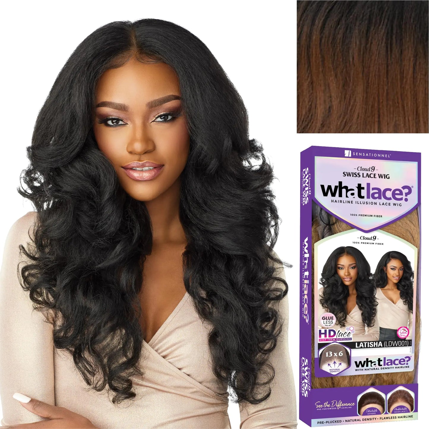 Sensationnel What lace 13x6 wigs - latisha synthetic wig cloud 9 with preplucked hairline hd lace - Whatlace Latisha (T1B/30) T1B/30